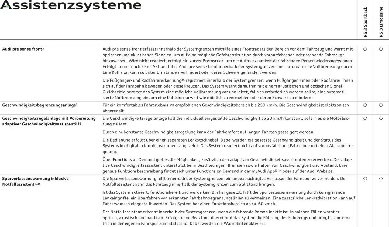 Audi katalog - RS 3 - strana 61- platný od 29.04.2025