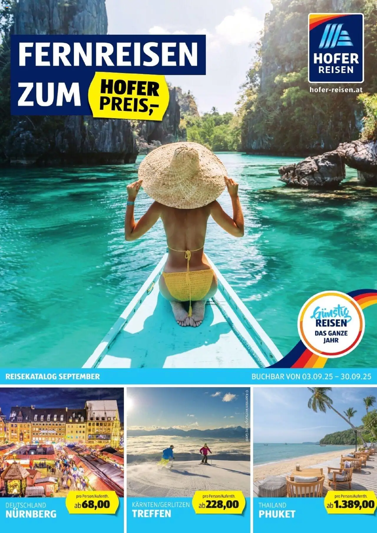 Hofer Reisen Flugblatt - Seite 1- gültig ab 03.09.2025