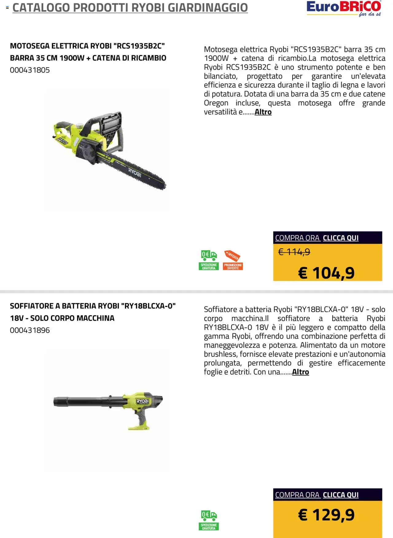 Eurobrico Prodotti Ryobi Giardinaggio catalogo - pagina 58 - valido dal 23/07/2025