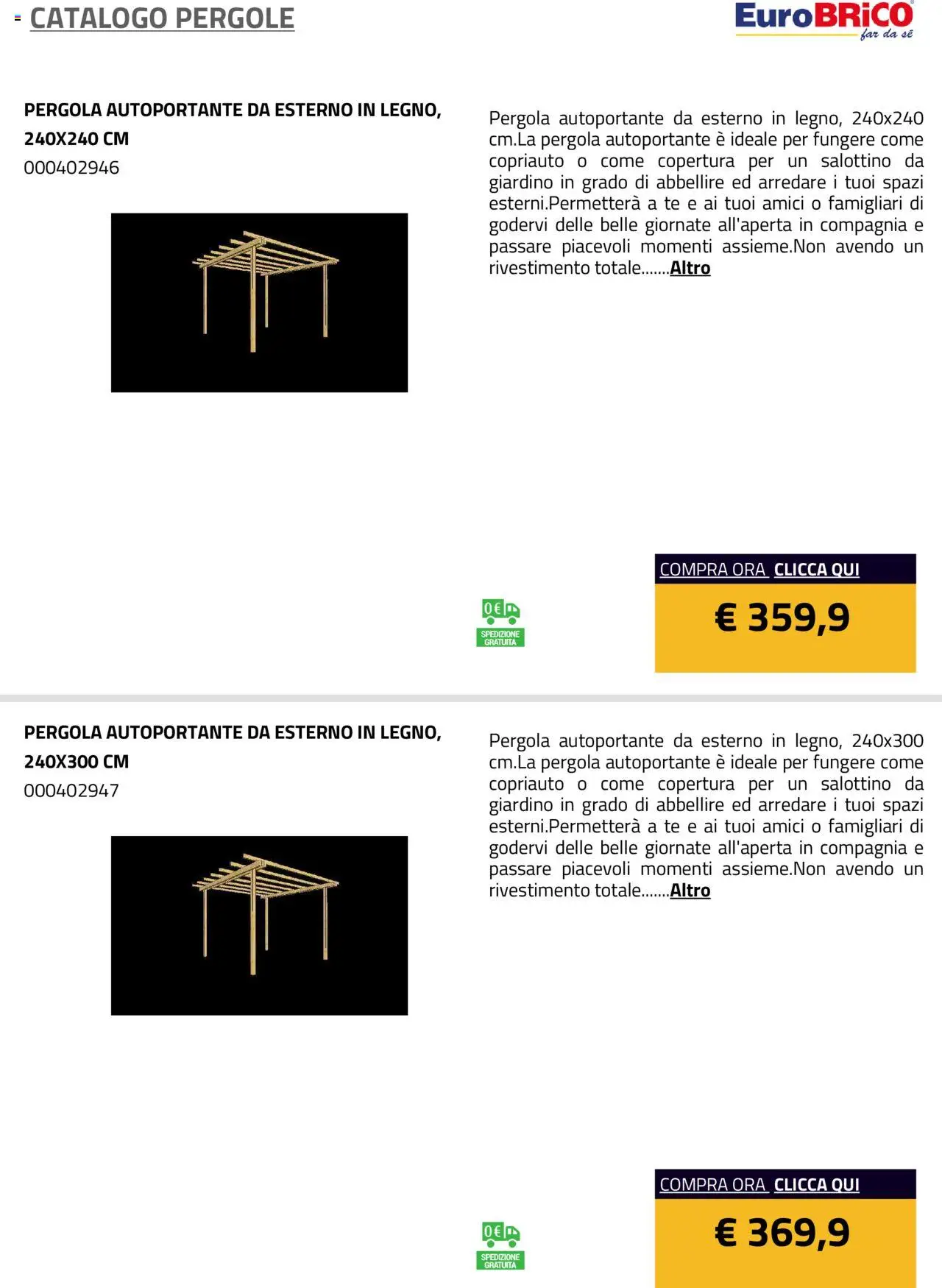 Eurobrico Pergole da esterno catalogo - pagina 14 - valido dal 23/07/2025