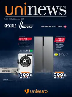 Anteprima Unieuro Hoover catalogo valida dal 05/12/2025