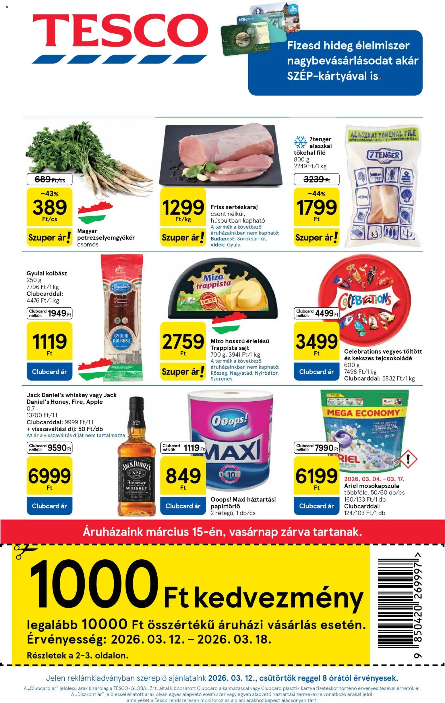 Tesco aktuális akciós újság - 1oldal - érvényes 2026.03.12.-tól