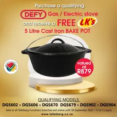 Preview Tafelberg Furnishers DEFY Cooker Promotion valid from 09/09/2025