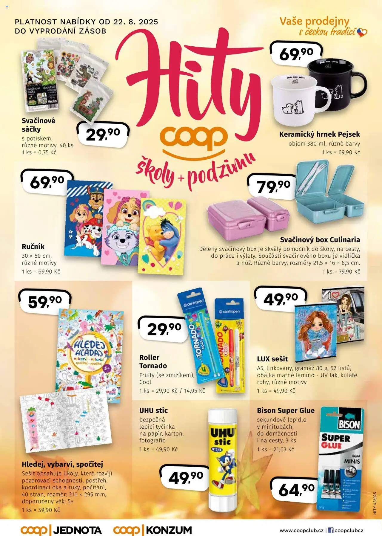 Coop leták - Hity - strana 1- platný od 22.08.2025