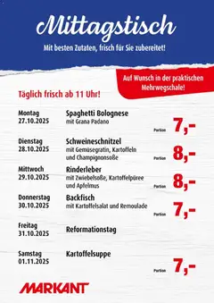 Vorschau Markant  Mittagstisch gültig ab 27.10.2025