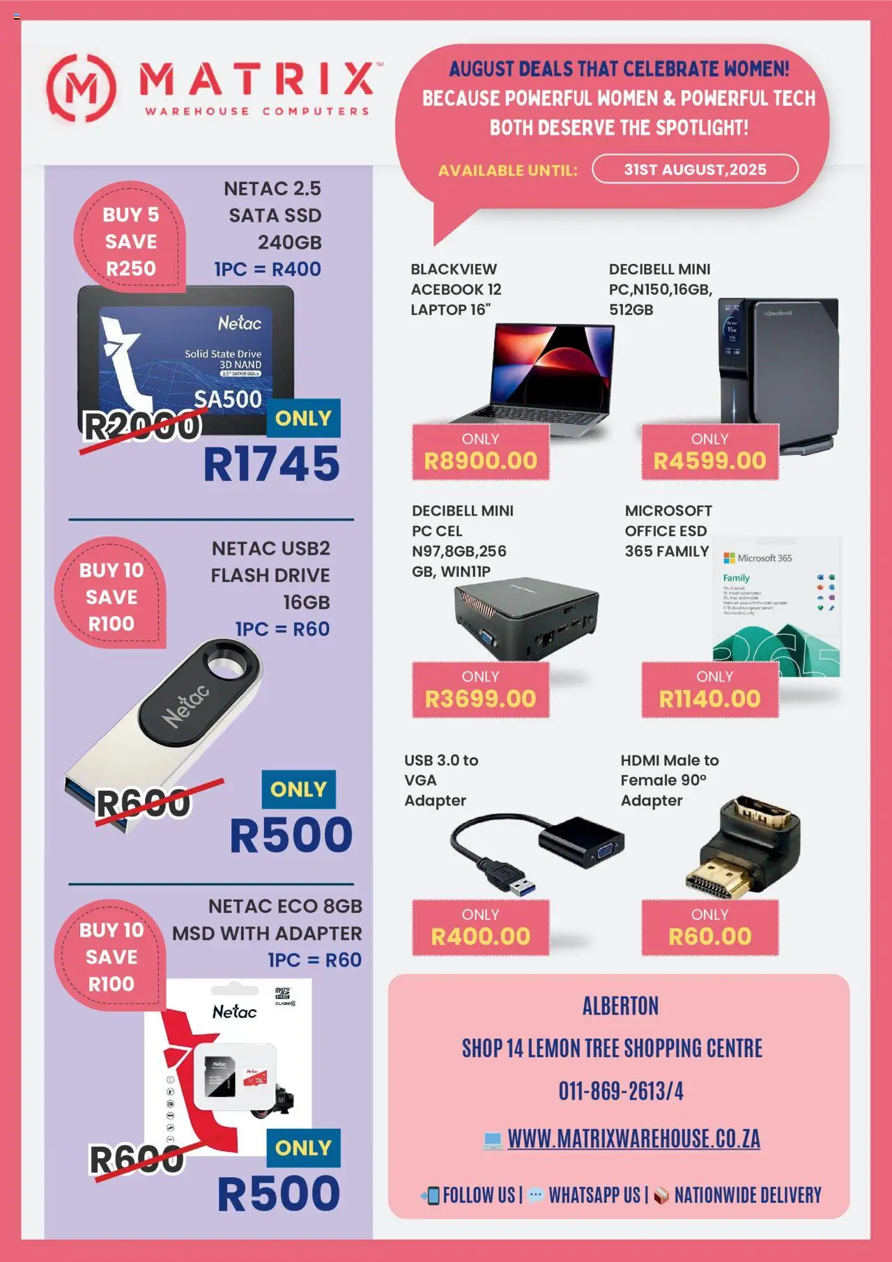 Matrix Warehouse Specials - page 1- valid from 01/08/2025