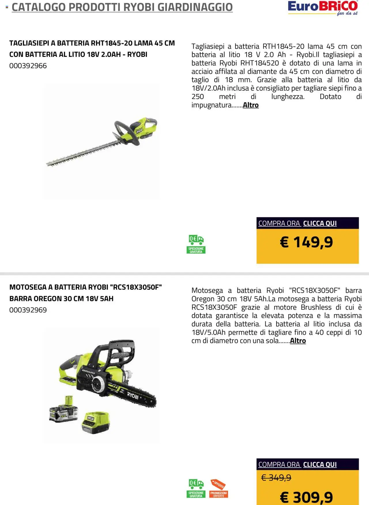 Eurobrico Prodotti Ryobi Giardinaggio catalogo - pagina 9 - valido dal 23/07/2025