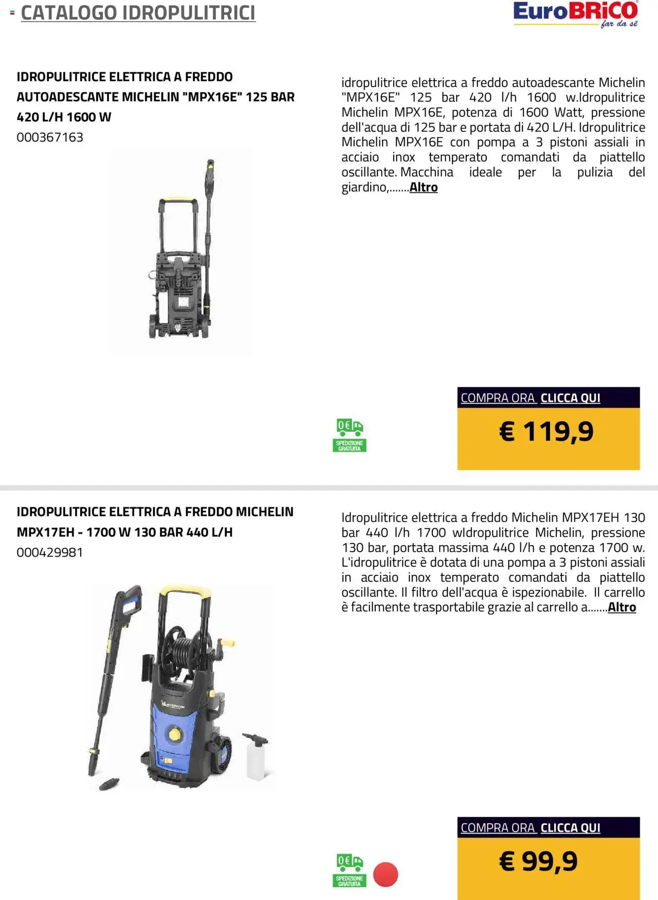 Eurobrico Idropulitrici catalogo - pagina 15 - valido dal 23/07/2025