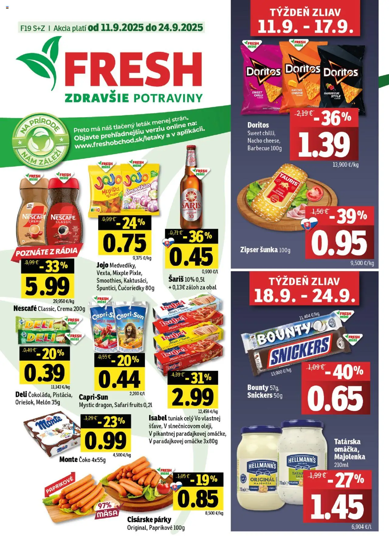 Fresh Stredné a západné Slovensko - strana 1- platný od 11.09.2025