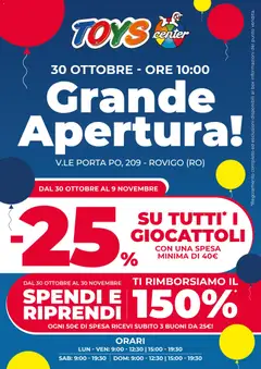 Anteprima Toys Center Nuova Apertura Rovigo catalogo valida dal 30/10/2025