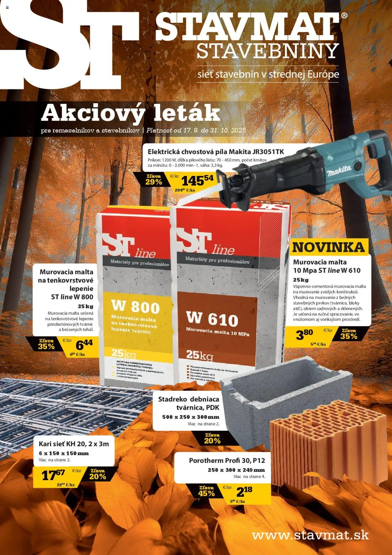 STAVMAT STAVEBNINY leták - strana 1- platný od 17.09.2025
