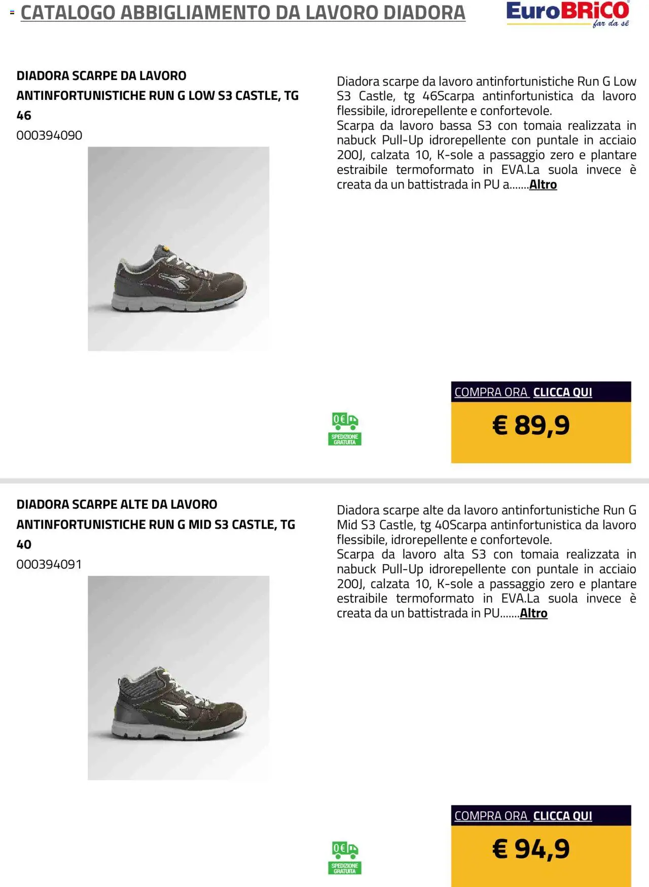 Eurobrico Abbigliamento da Lavoro Diadora catalogo - pagina 37 - valido dal 23/07/2025