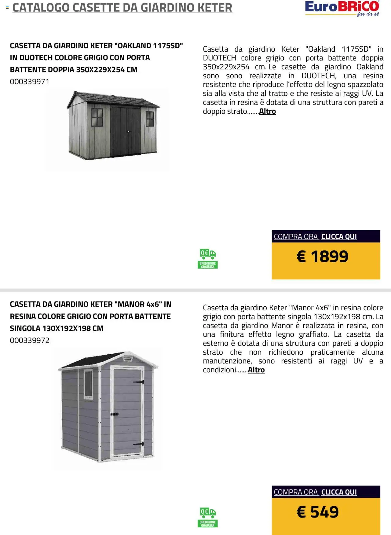 Eurobrico Casette da Giardino Keter catalogo - pagina 6 - valido dal 23/07/2025