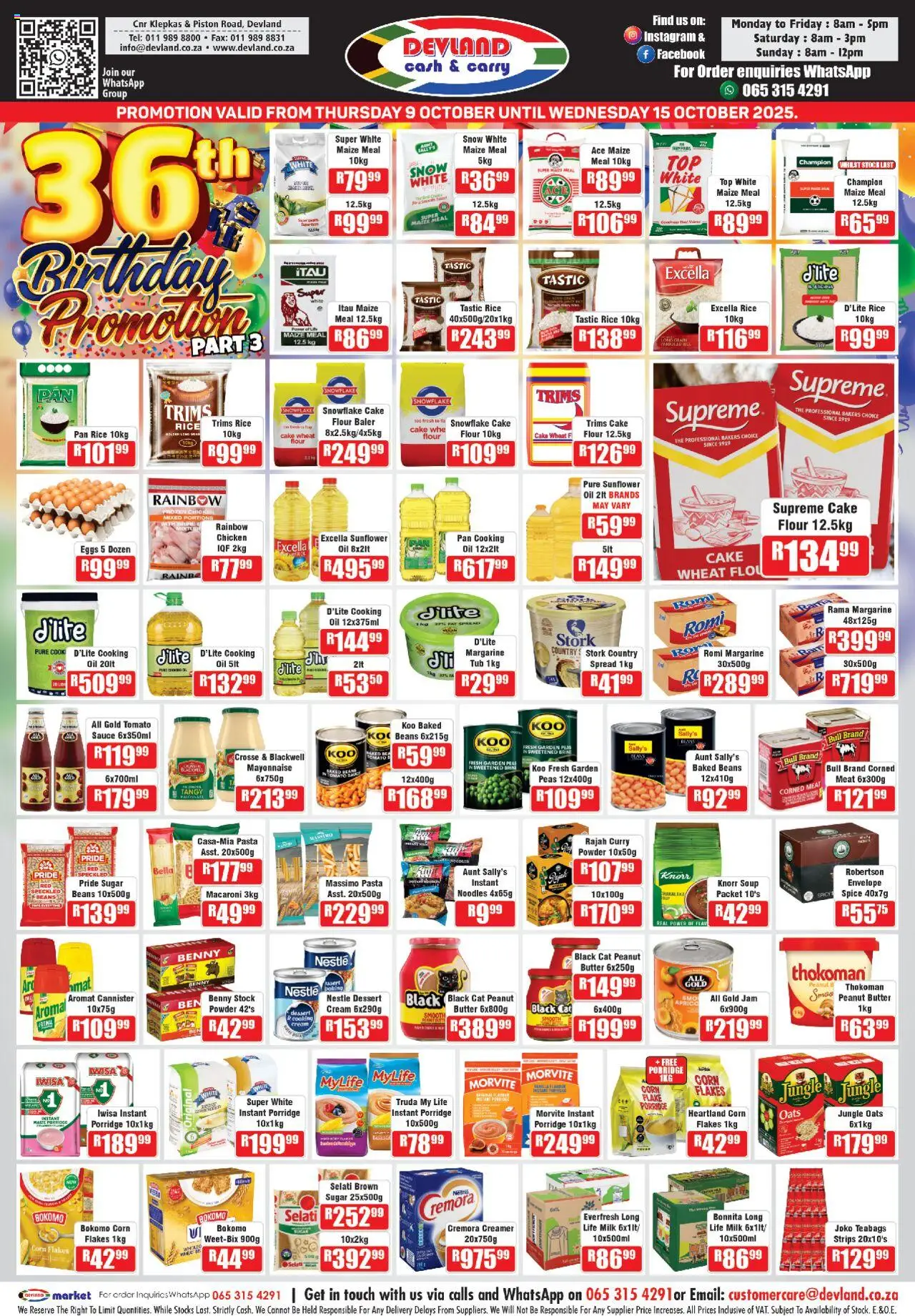 Devland Weekly Specials - page 1- valid from 09/10/2025