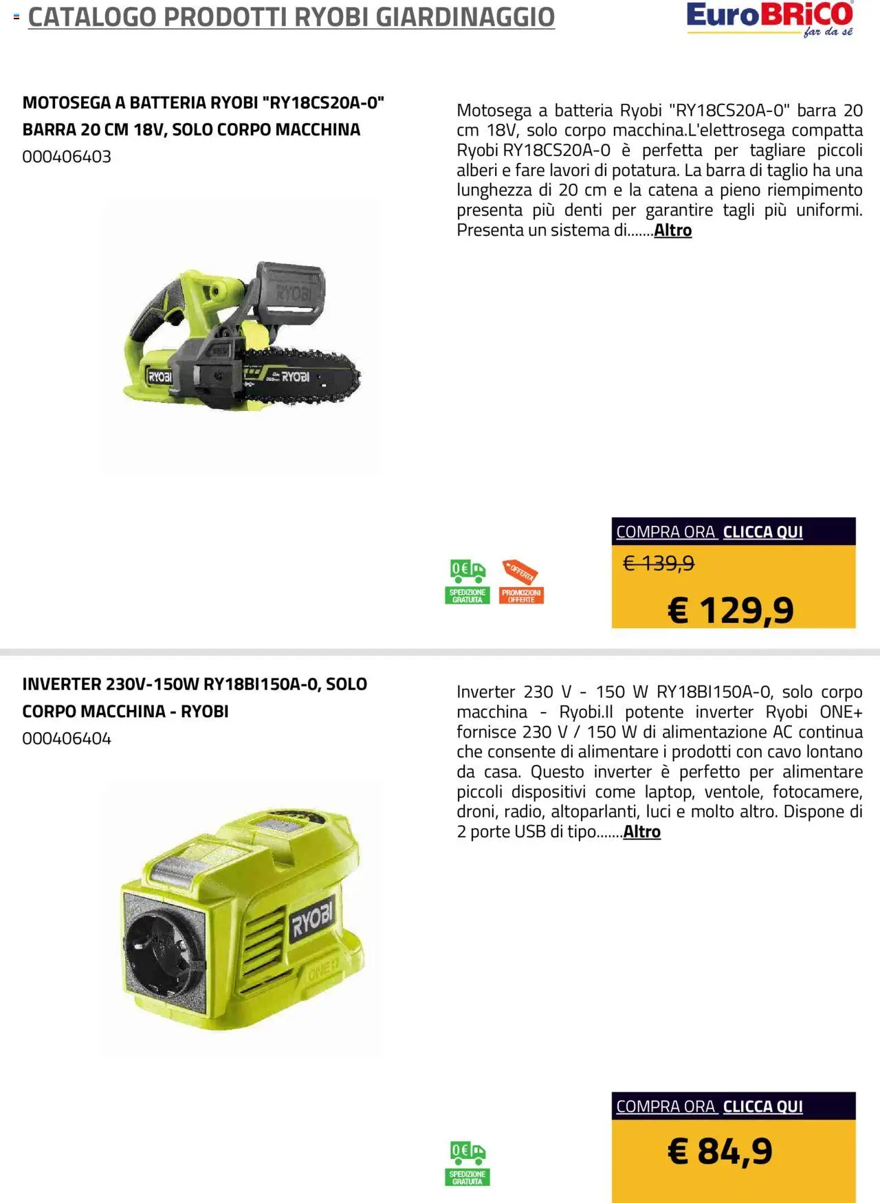 Eurobrico Prodotti Ryobi Giardinaggio catalogo - pagina 50 - valido dal 23/07/2025