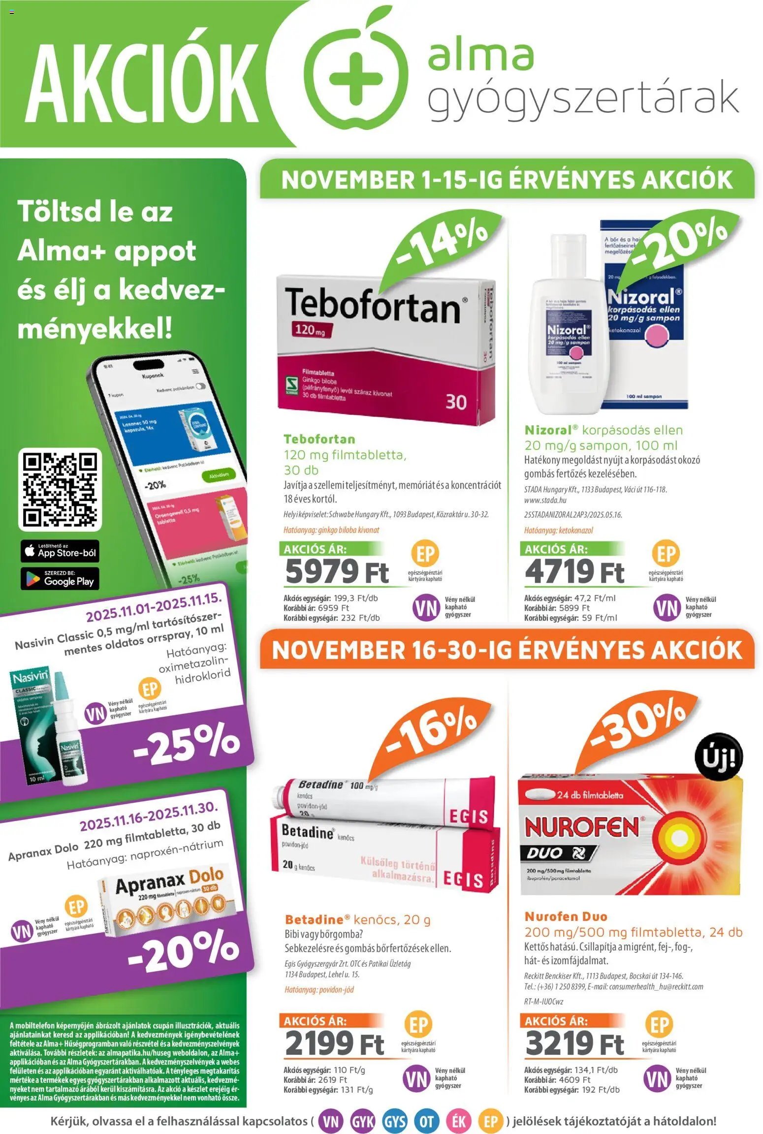 Alma Gyógyszertárak Akciós újság - 1oldal - érvényes 2025.12.01.-tól