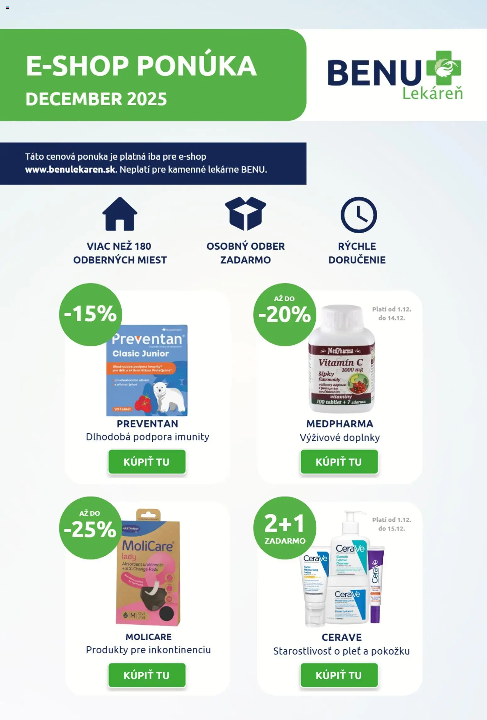 BENU Lekáreň leták pre E-shop - strana 1- platný od 01.12.2025