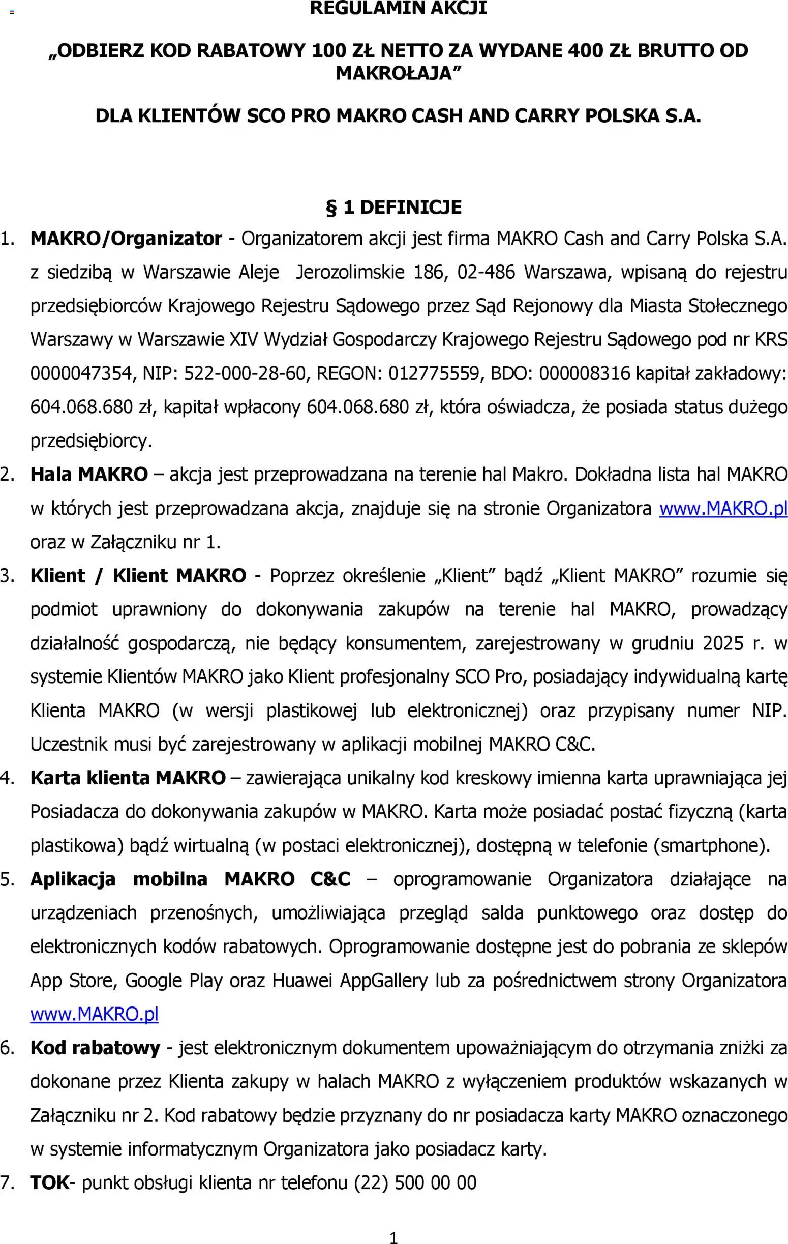Makro Gazetka - Regulamin akcji makrołaj - strona 1- ważny od 01.12.2025