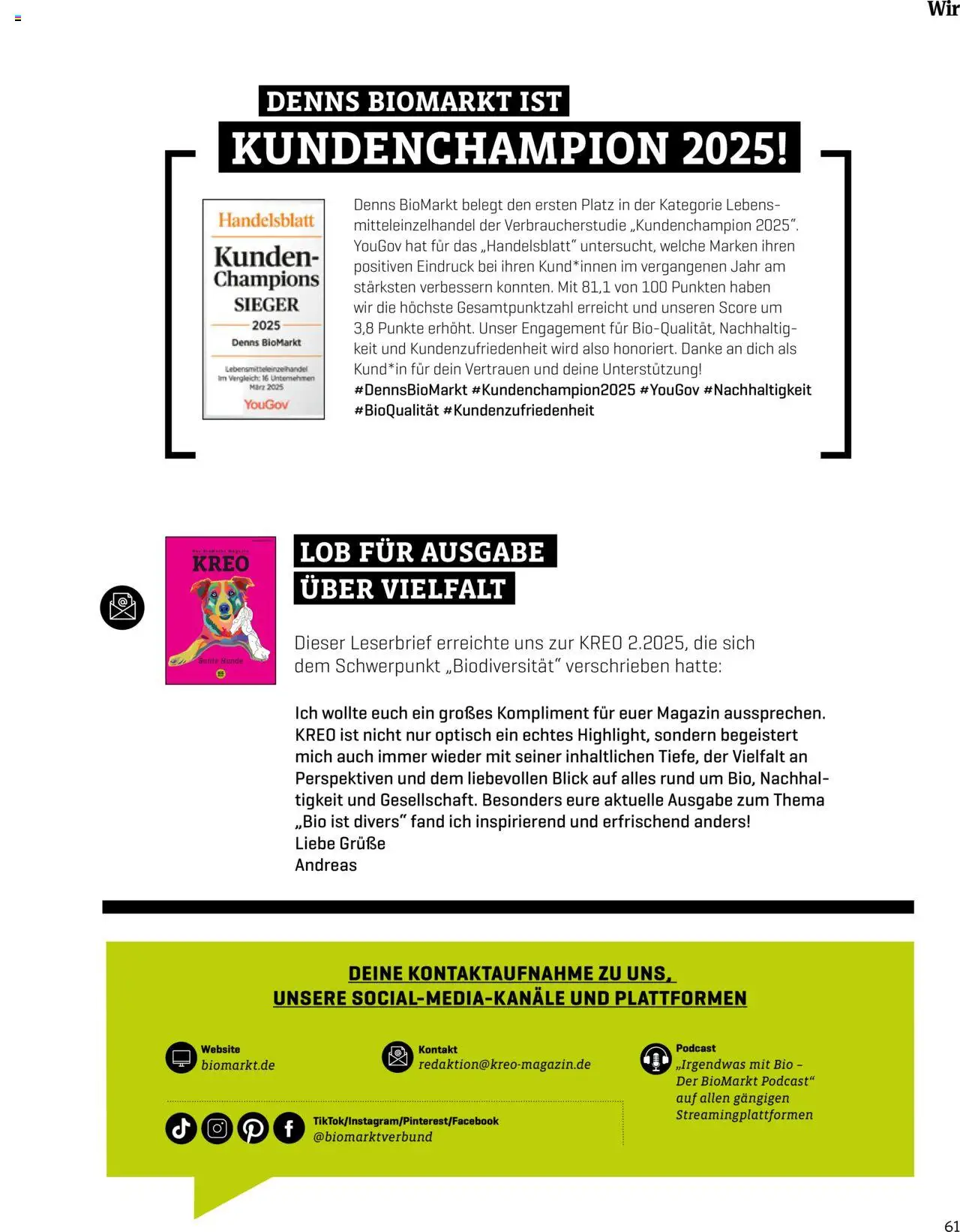 Denns BioMarkt KREO Magazin - Seite 61- gültig ab 14.07.2025