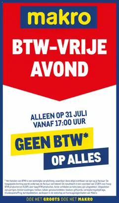 Makro - BTW-vrije avond geldig vanaf 31-07-2025