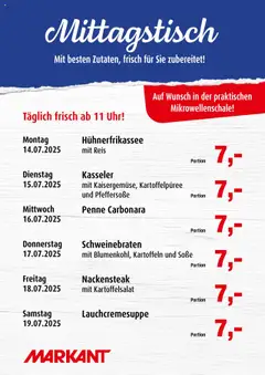 Vorschau Markant  Mittagstisch gültig ab 14.07.2025