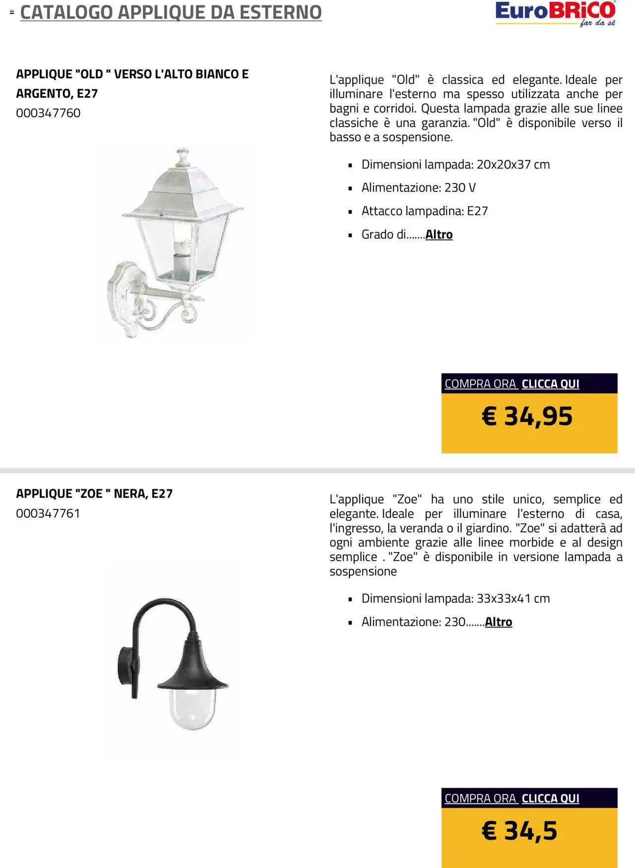 Eurobrico Applique da Esterno catalogo - pagina 7 - valido dal 23/07/2025