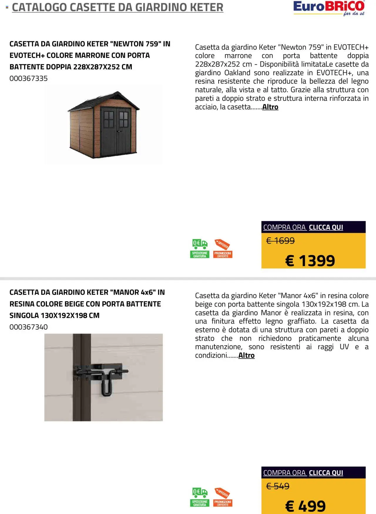 Eurobrico Casette da Giardino Keter catalogo - pagina 10 - valido dal 23/07/2025