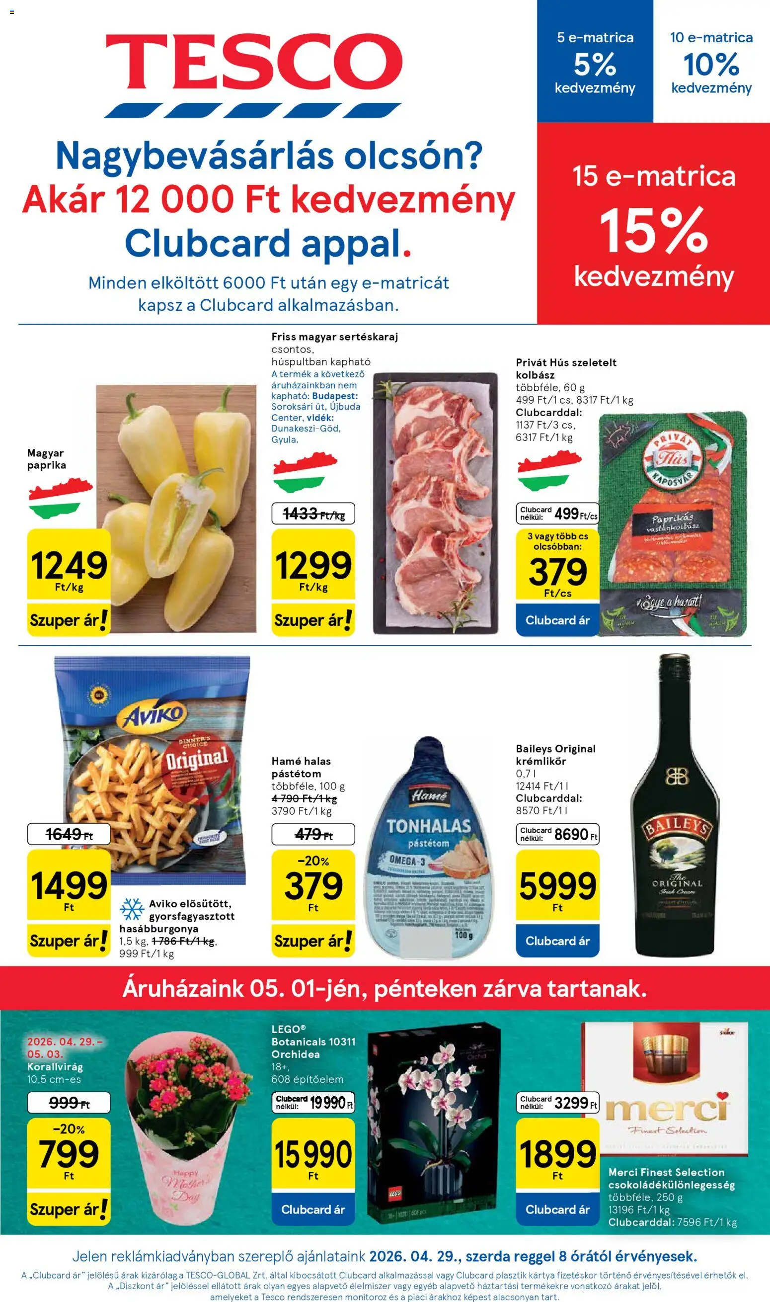 Tesco aktuális akciós újság - 1oldal - érvényes 2026.04.29.-tól