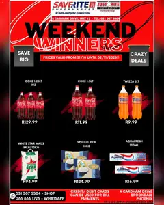 Preview Saverite Weekend Winners  valid from 31/10/2025