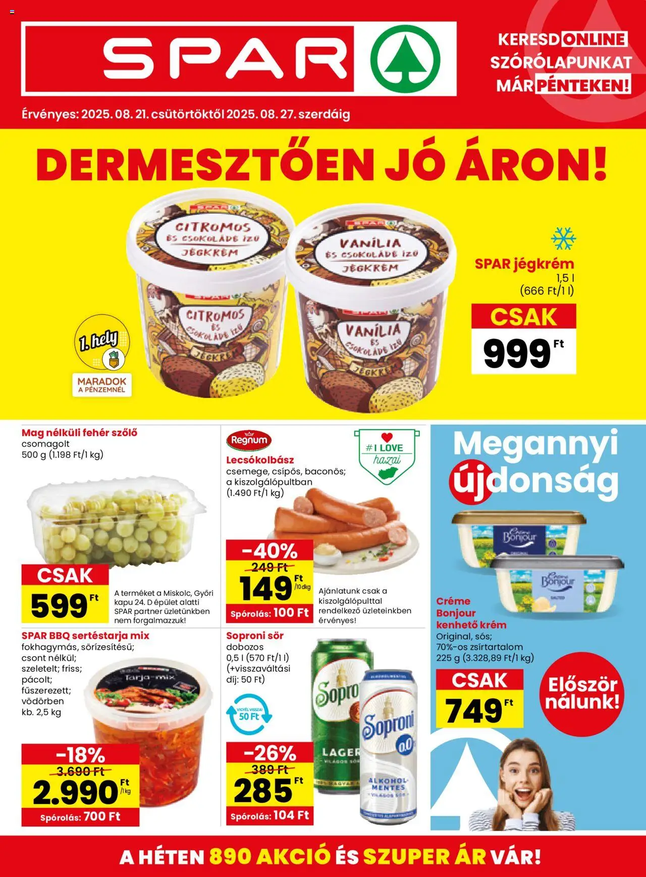 Spar Akciós újság - 1oldal - érvényes 2025.08.21.-tól