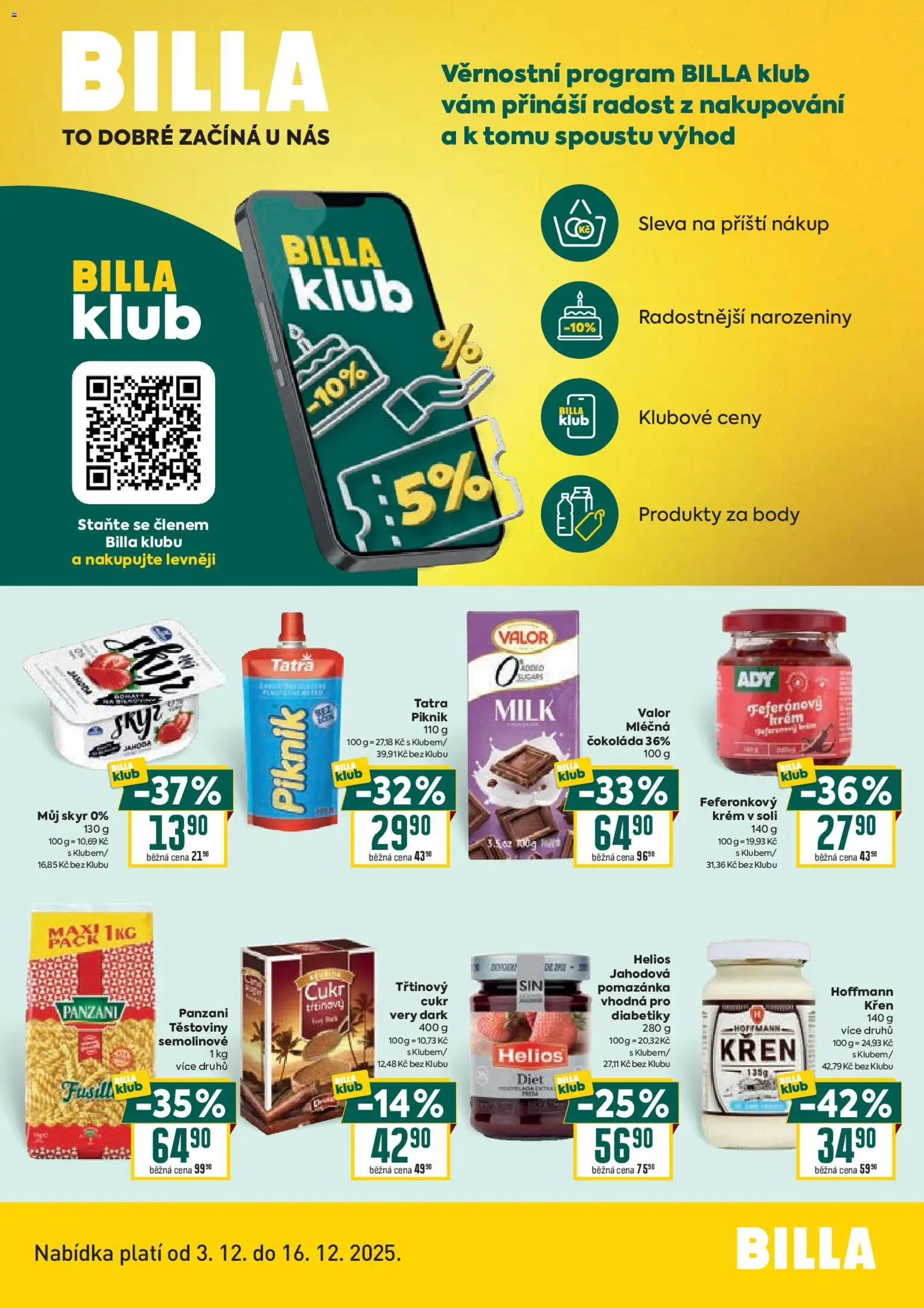 Billa leták - Bonus club - strana 1- platný od 03.12.2025
