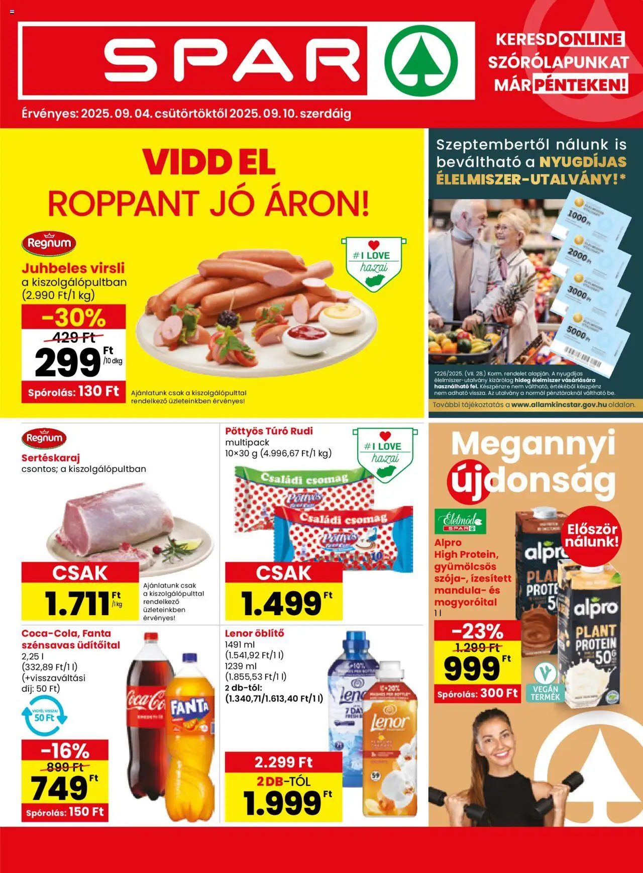 Spar Akciós újság - 1oldal - érvényes 2025.09.04.-tól