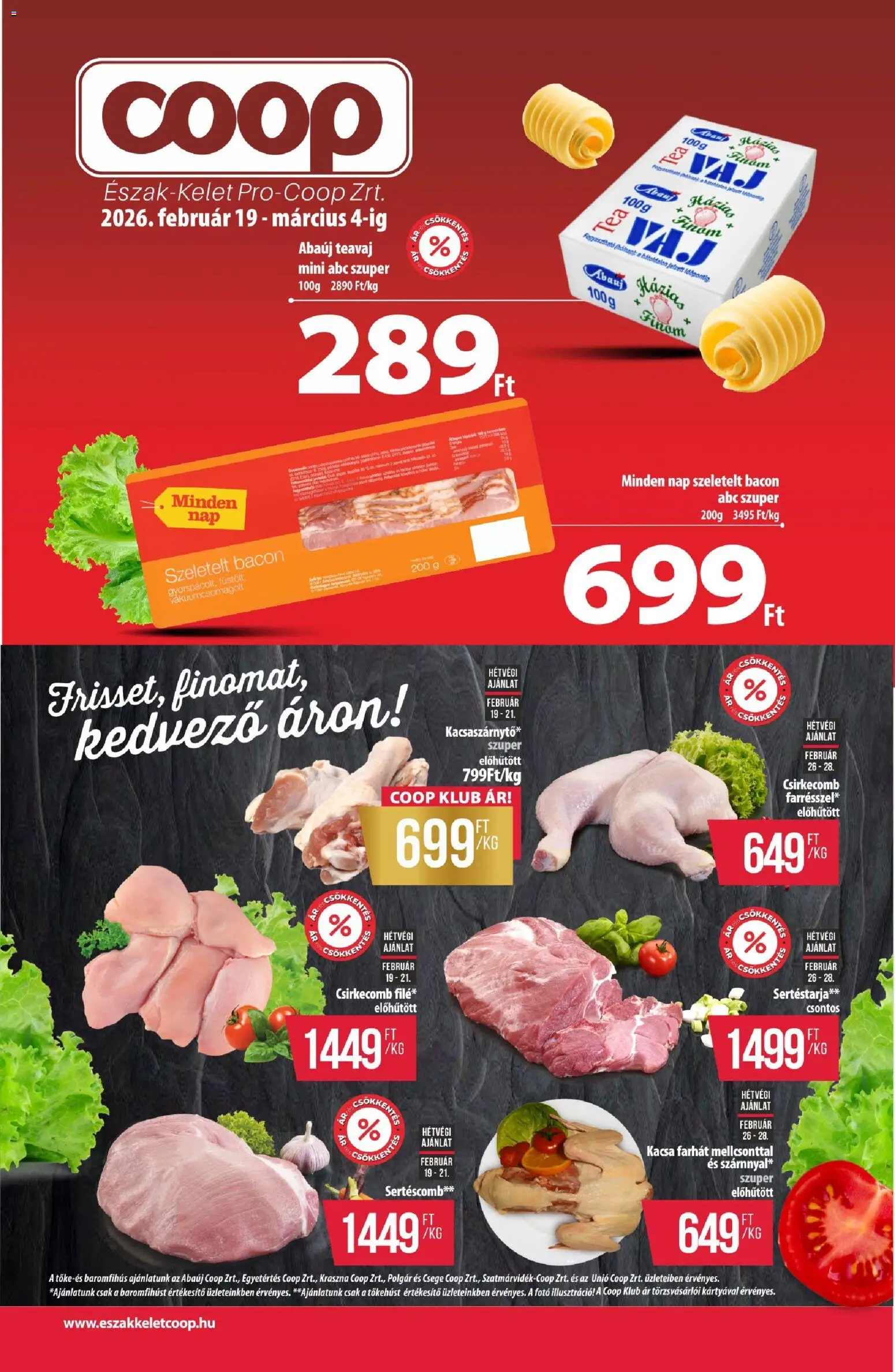 COOP - Újság Észak Kelet Pro-Coop Zrt - 1oldal - érvényes 2026.02.19.-tól