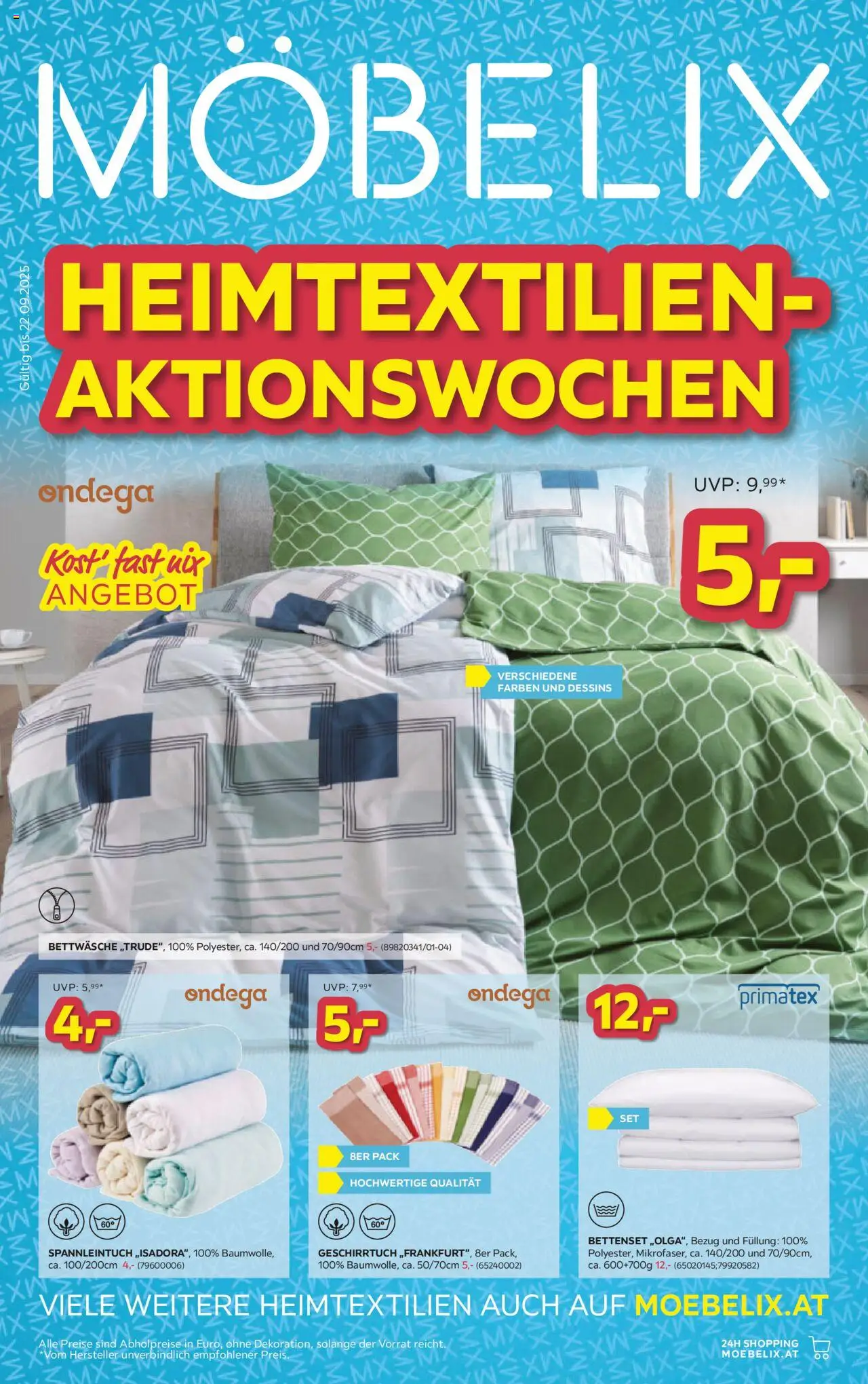 Möbelix Heimtextilien - Aktionswochen - Seite 1- gültig ab 09.09.2025