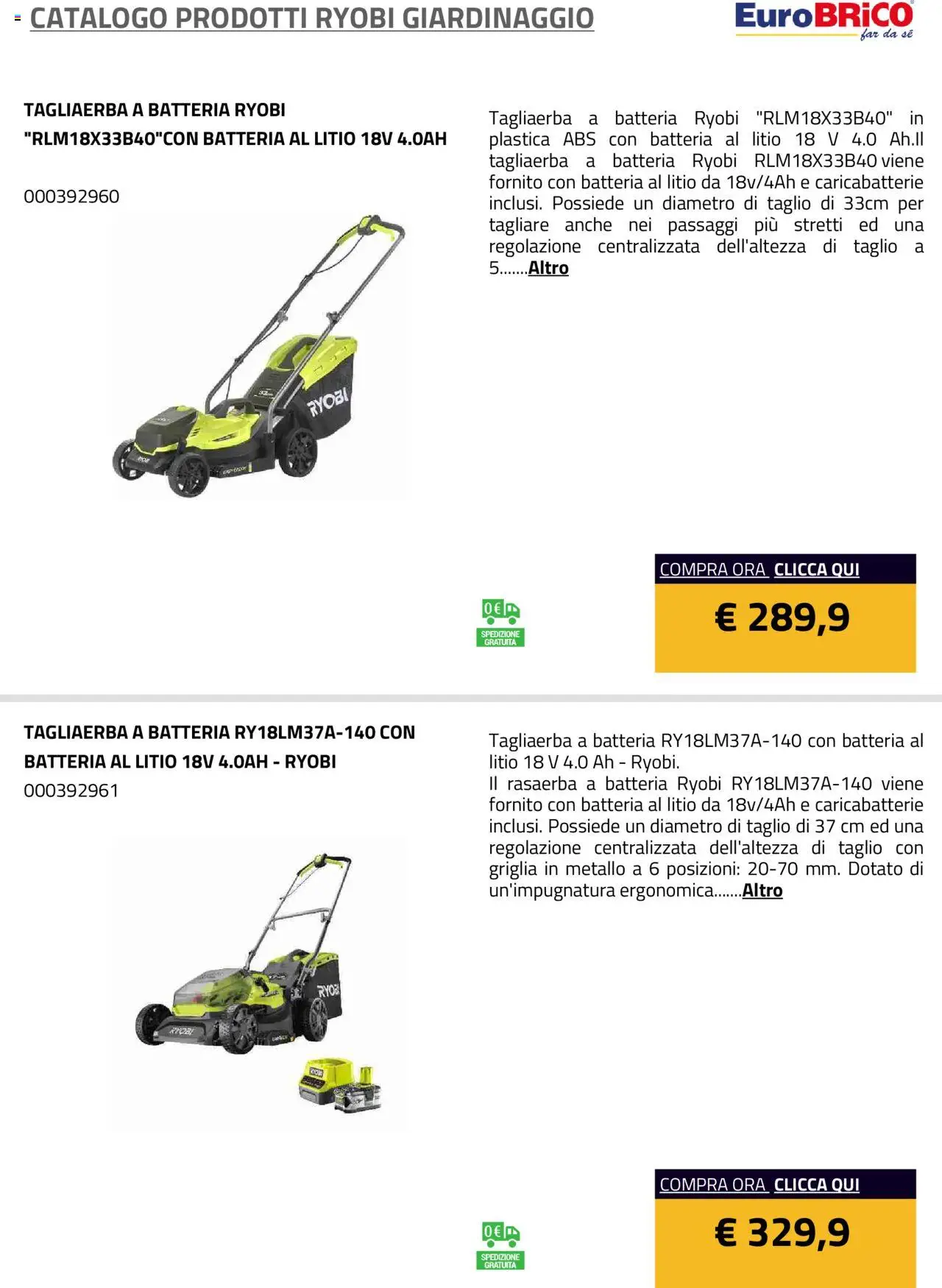 Eurobrico Prodotti Ryobi Giardinaggio catalogo - pagina 7 - valido dal 23/07/2025