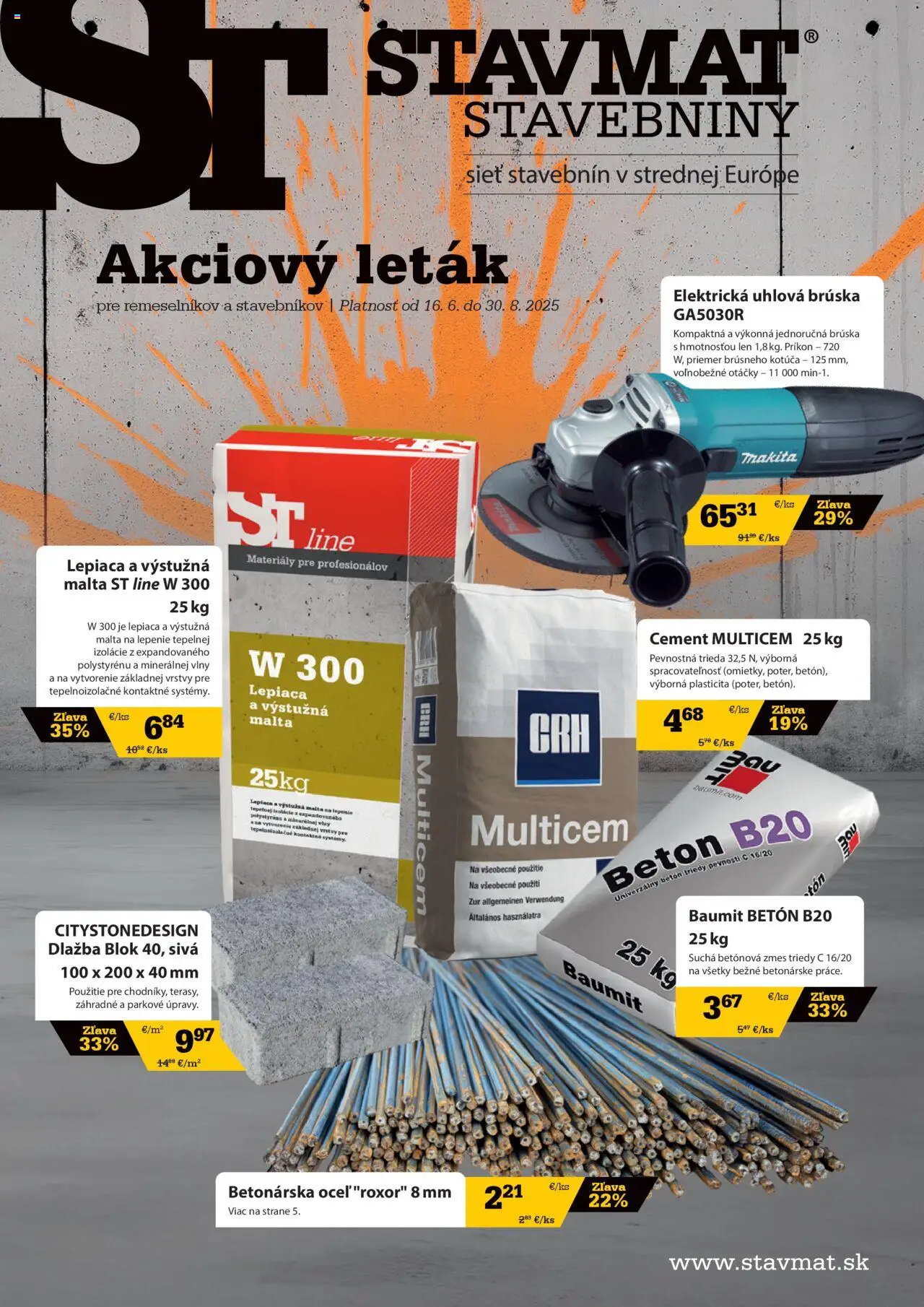 STAVMAT STAVEBNINY leták - strana 1- platný od 16.06.2025