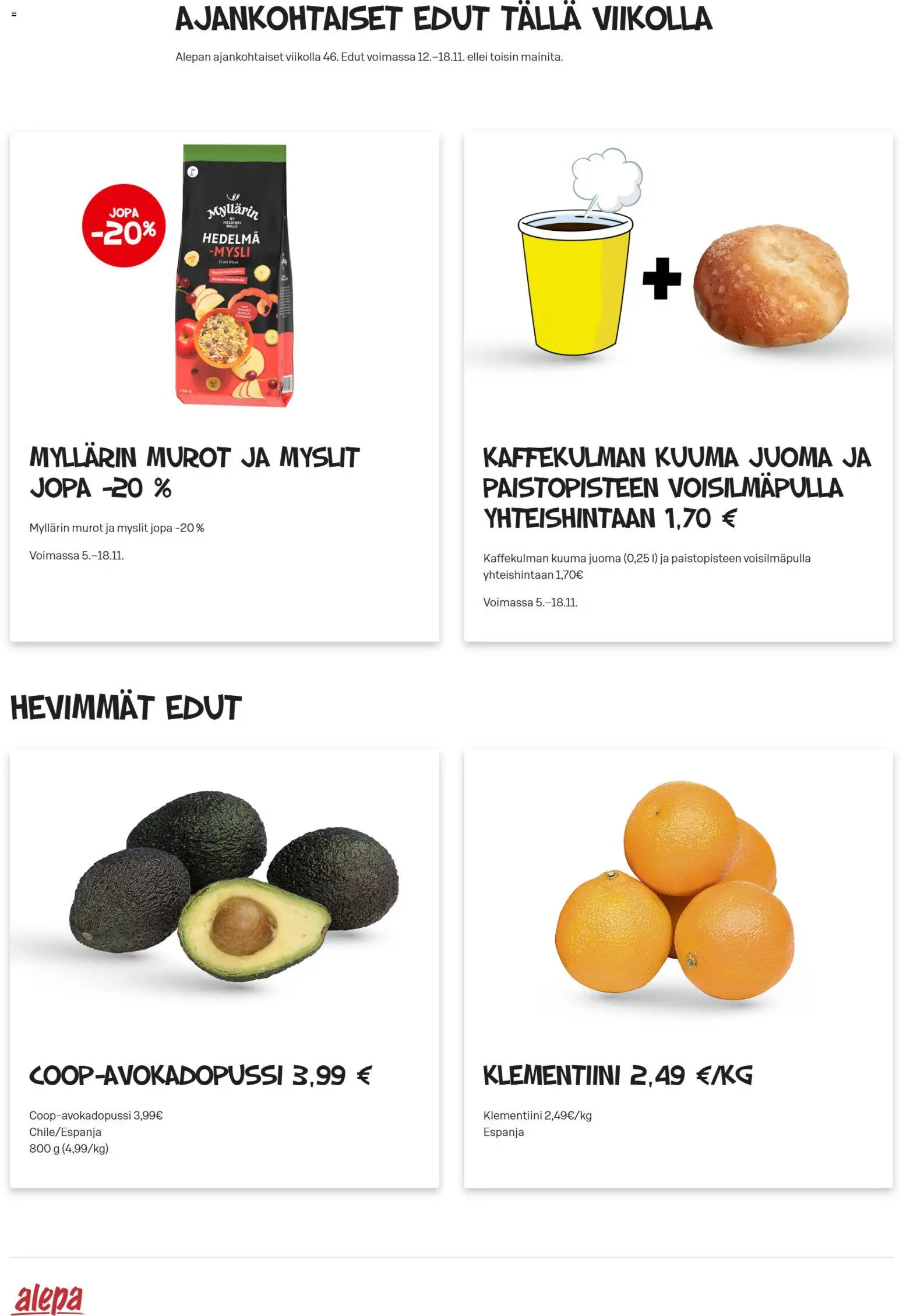 Alepa tarjoukset - sivu 1- voimassa alkaen 12/11/2025