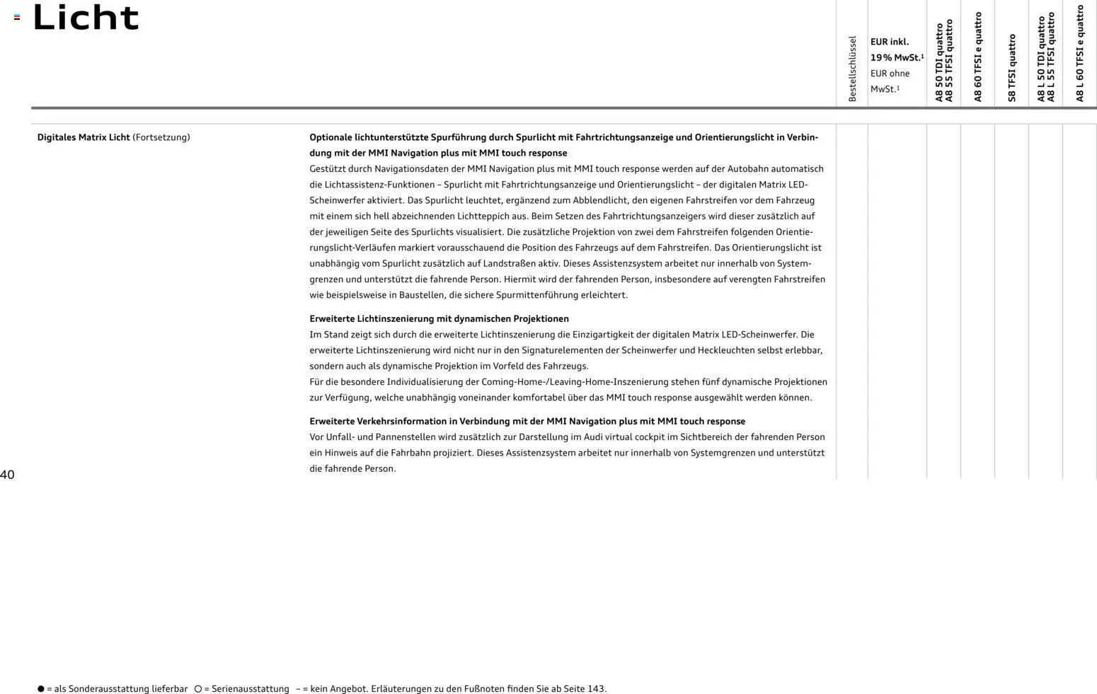 Audi A8 - Seite 40 - gültig ab 28.10.2025