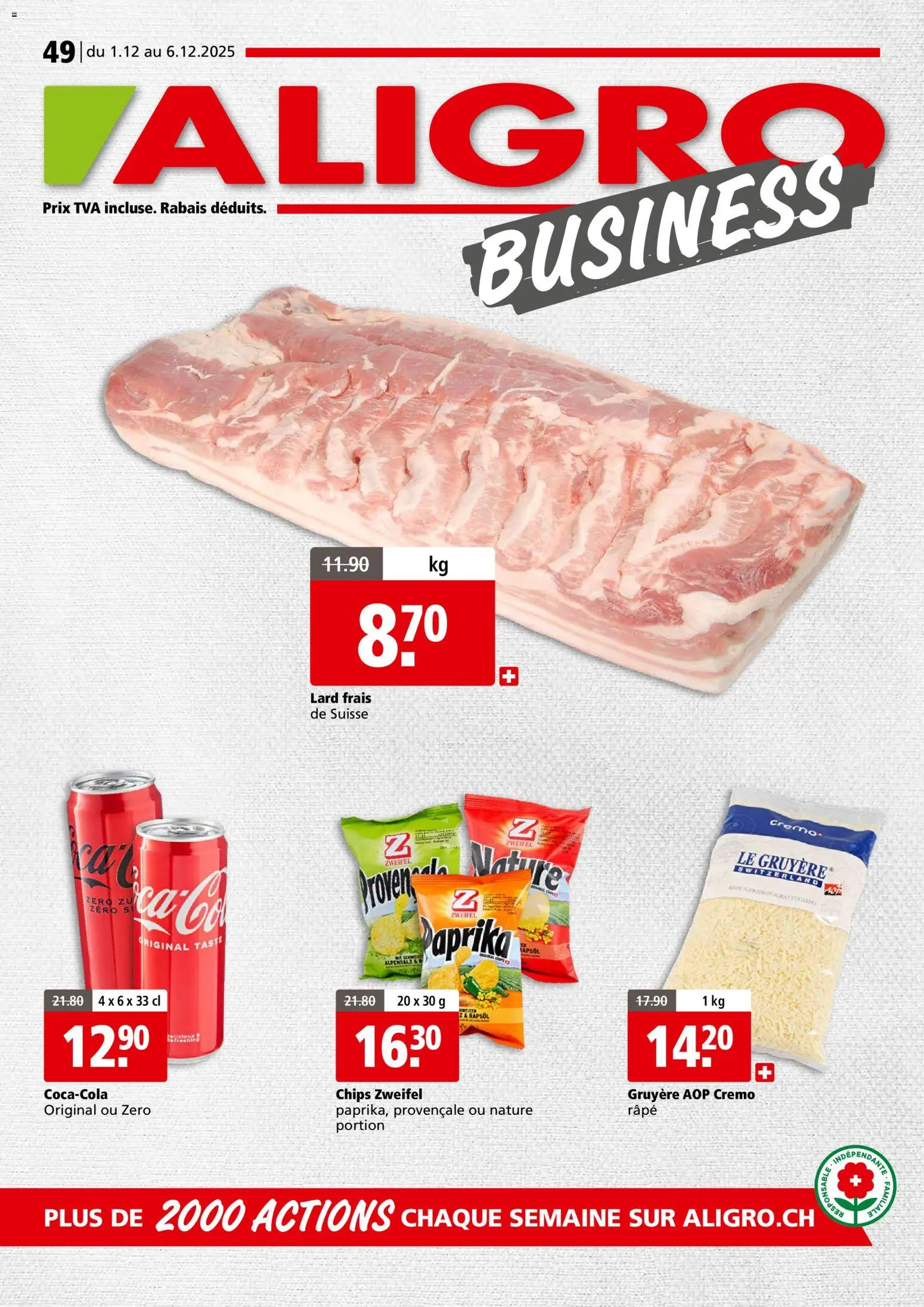 Aligro Aktionen Business Chavannes, Matran, Genève, Sion - Seite 1- gültig ab 01.12.2025