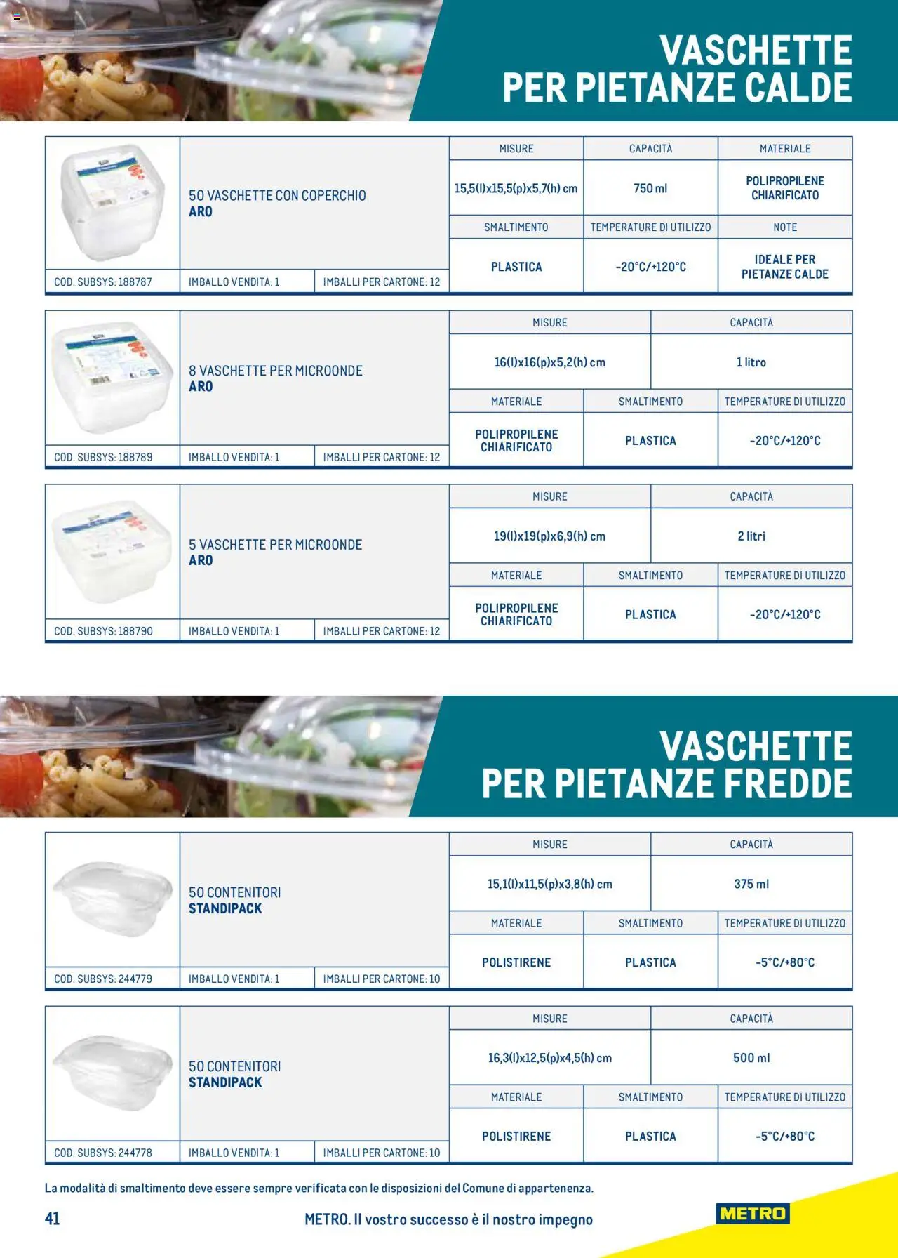 Catalogo Take Away e Monouso 2024 Metro	 - pagina 41 - valido dal 22/07/2024