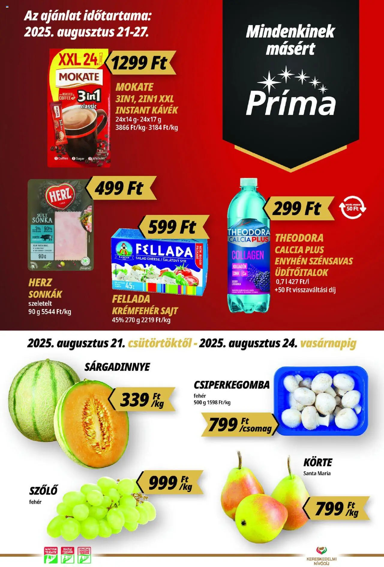 CBA Príma Akciós újság - 1oldal - érvényes 2025.08.21.-tól
