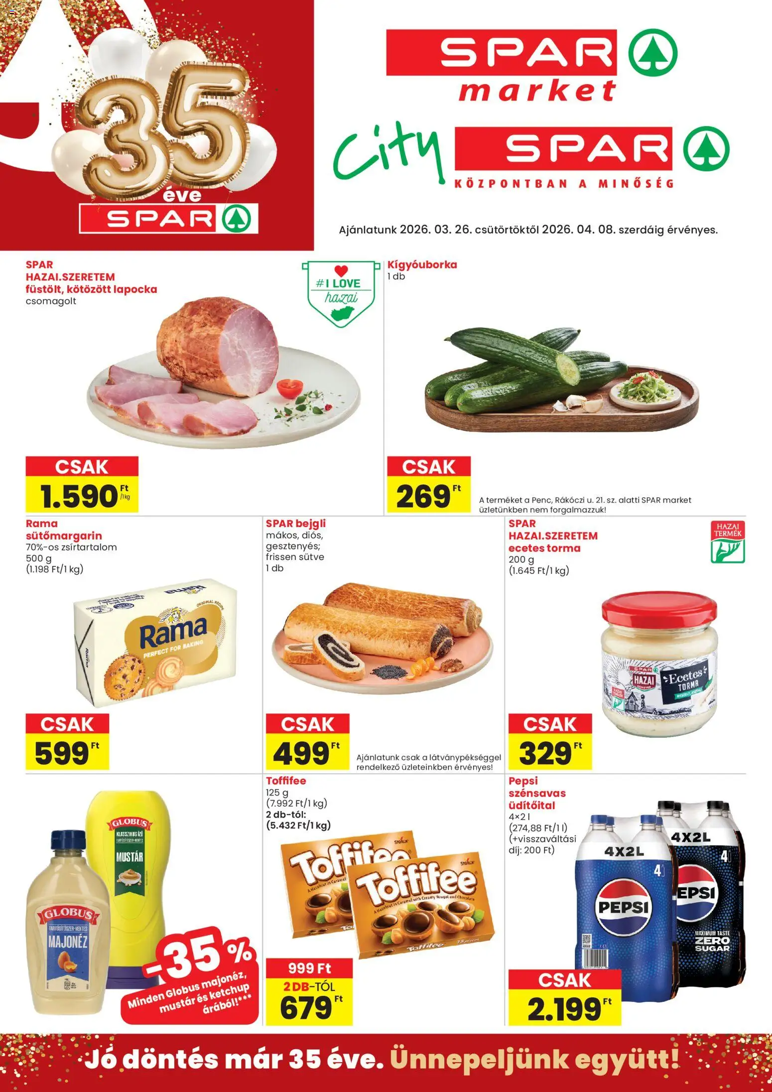 Spar Market akciós újság - 1oldal - érvényes 2026.03.26.-tól