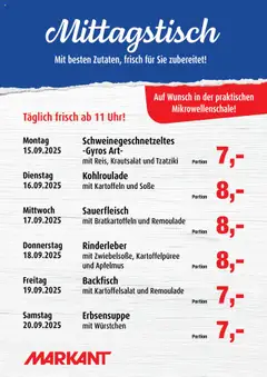 Vorschau Markant  Mittagstisch gültig ab 15.09.2025