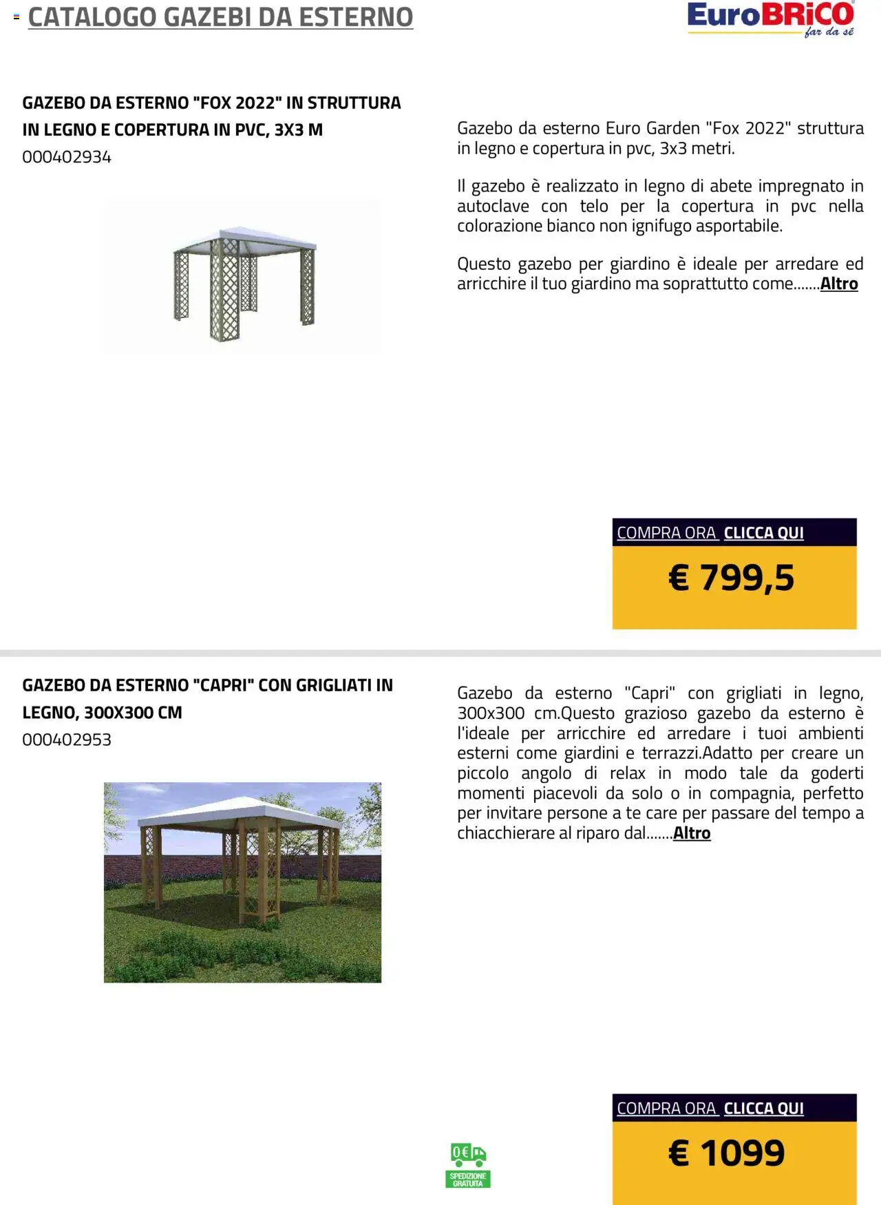 Eurobrico Gazebi da esterno catalogo - pagina 9 - valido dal 23/07/2025