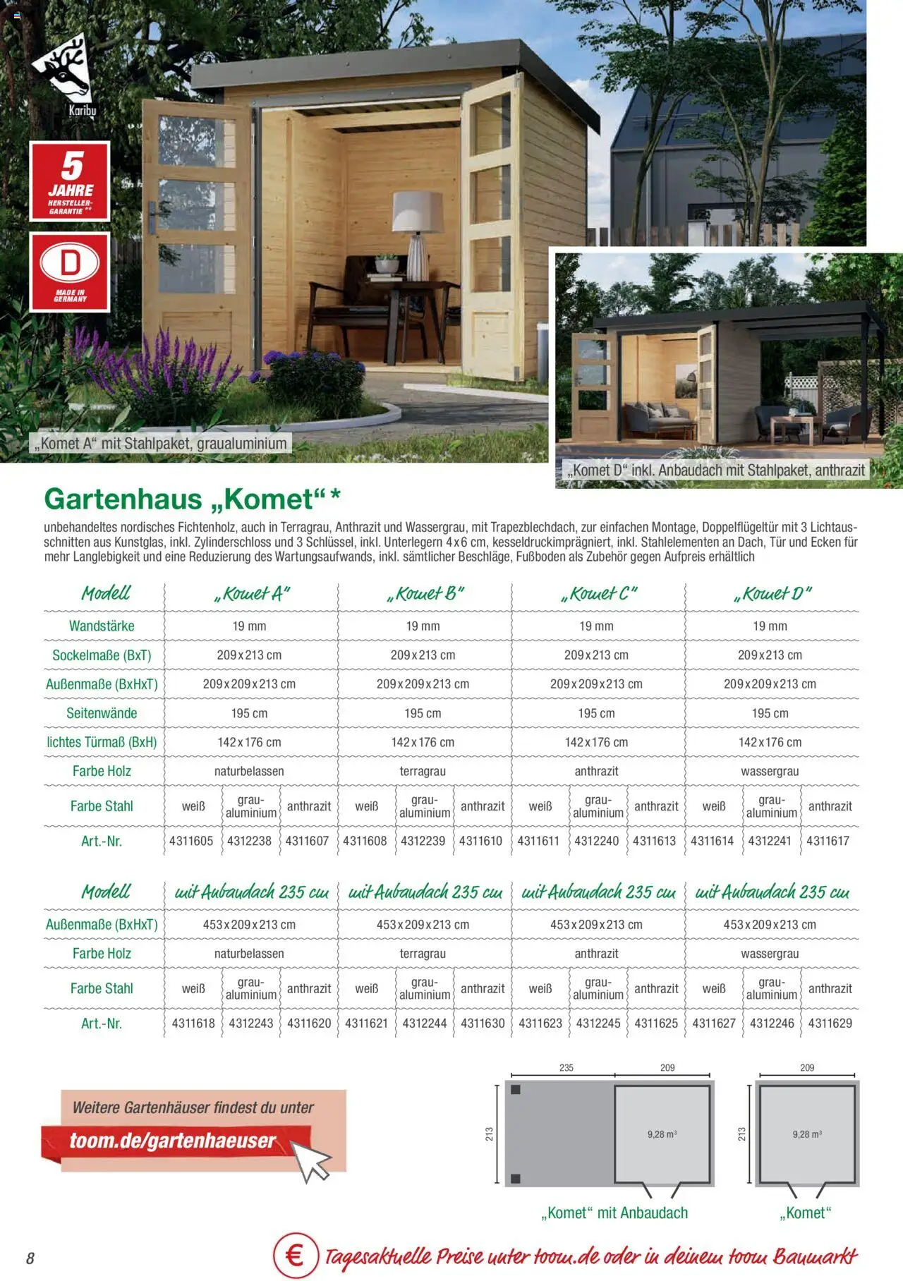 Toom Baumarkt Gartenhäuser & Carports  - Seite 8 - gültig ab 01.01.2025
