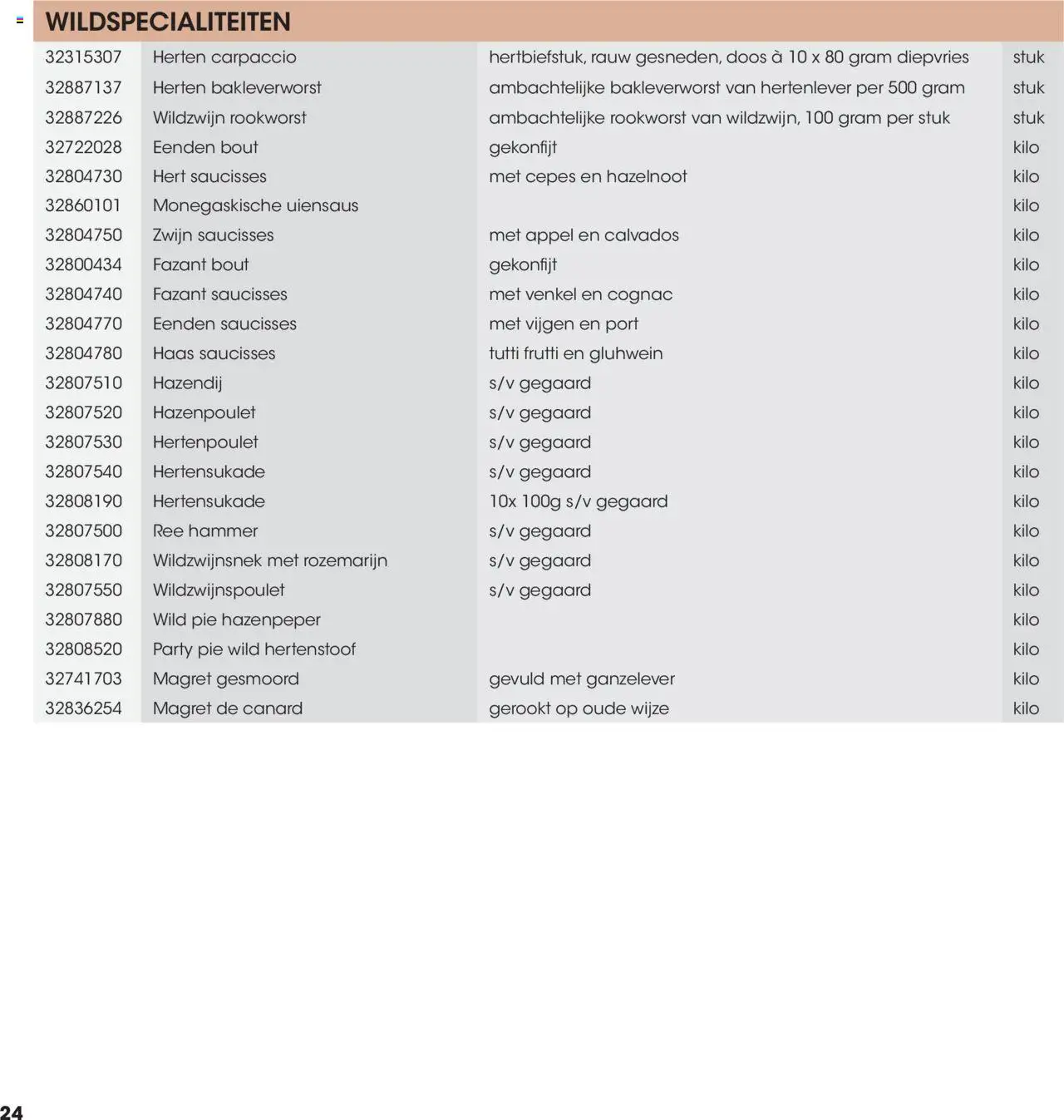Hanos - Wildbrochure 2025/2026 - page 24- valid from 05-10-2025