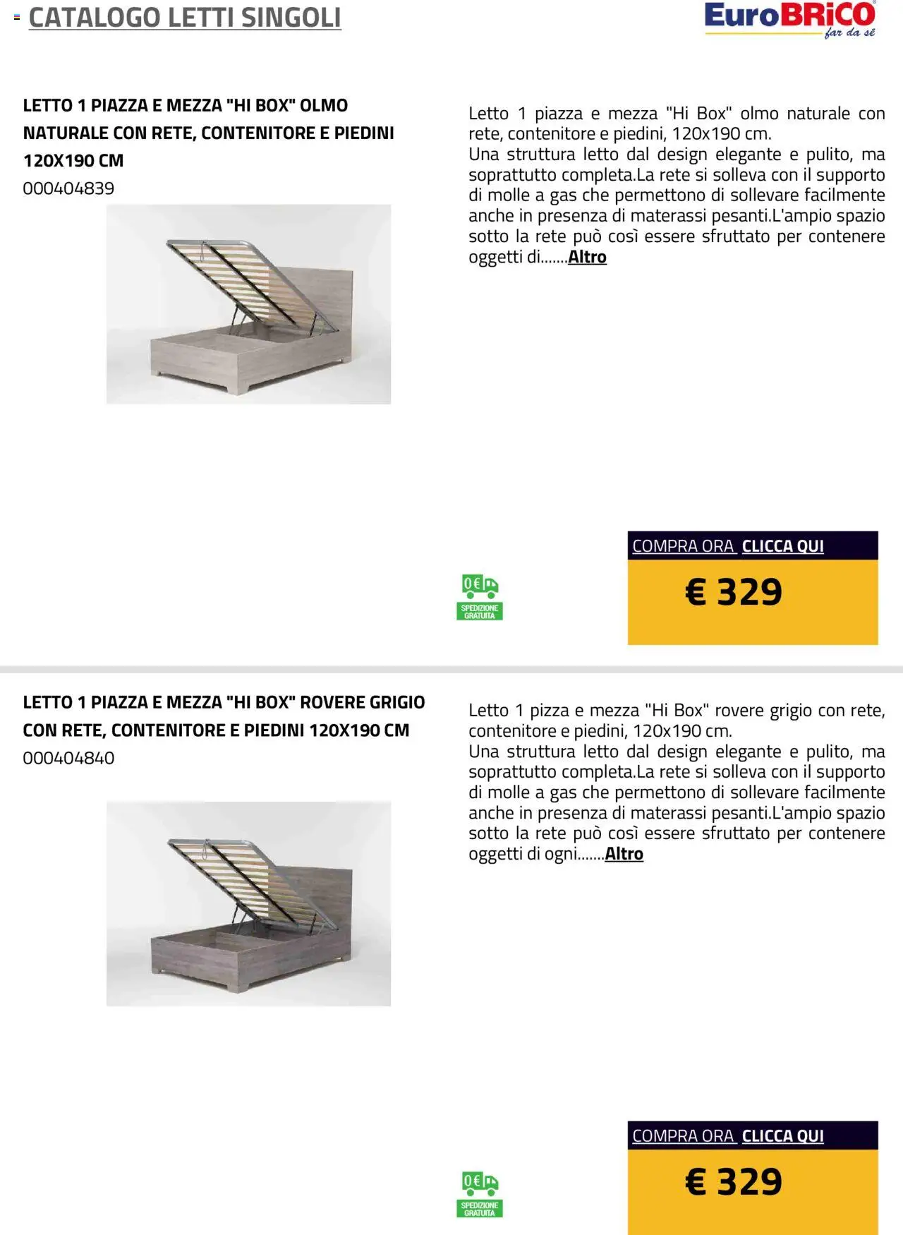 Eurobrico Letti Singoli catalogo - pagina 17 - valido dal 23/07/2025