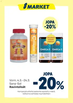 Esikatselu S-market tarjoukset Ravintolisät voimassa alkaen 04/03/2026