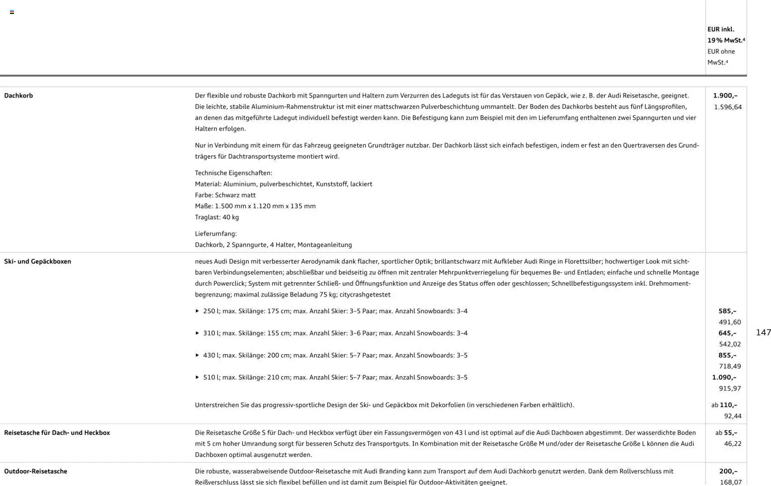 Audi Prospekt 	 - Seite 147 - gültig ab 28.10.2025