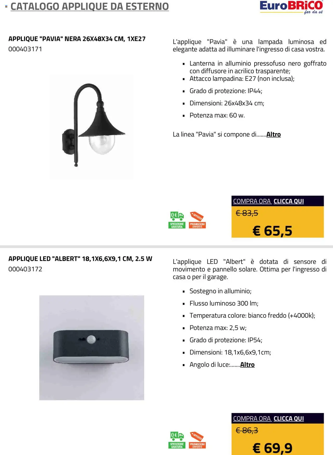 Eurobrico Applique da Esterno catalogo - pagina 41 - valido dal 23/07/2025